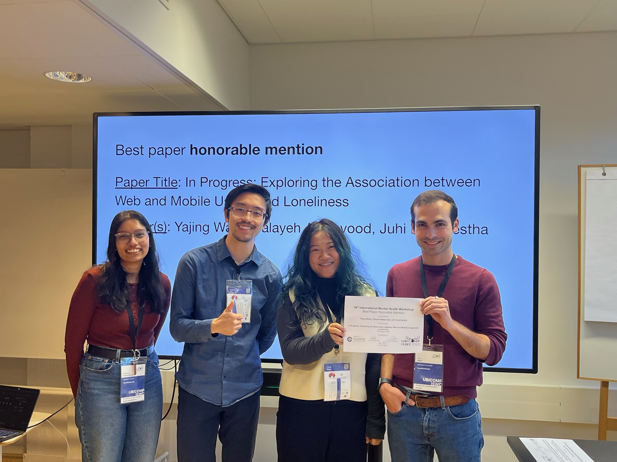 Best Paper Honorable Mention at Ubicomp/ISWC 2025